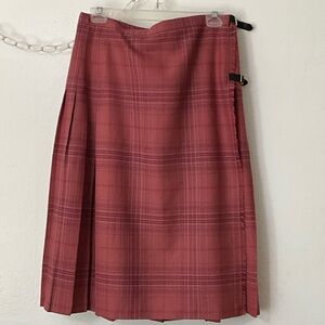 Plaid Wrap Midi Skirt in Rose